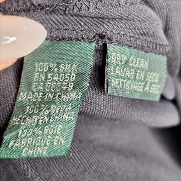 Vintage Lauren Ralph Lauren Silk Shacket Womens Small Black Shirt Jacket Utility